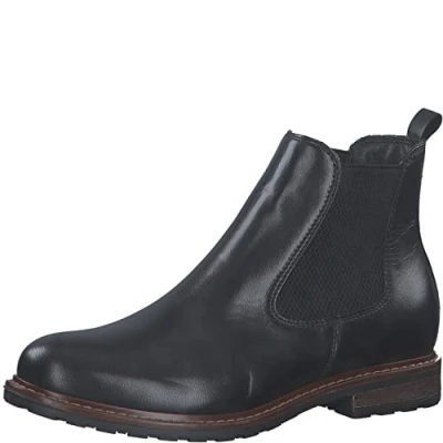 Imagen de Tamaris Mujer Botines, señora Botas Chelsea,Botas,Medias Botas,botín,Bota de Deslizamiento,Plano,Black Leather,37 EU