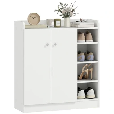 Imagen de HOMCOM Zapatero Mueble Armario 83x30x90cm 2 Puerta Estanteria Zapatos 4 Baldas Interior y Exterior