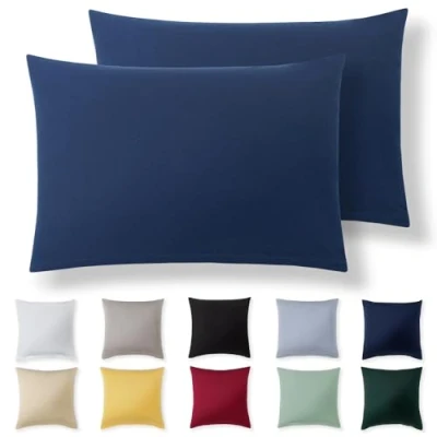 Imagen de Alreya Juego de 2 Fundas Almohada 100% Algodón Jersey 30 x 50 cm Azul Funda Cojín para Cama 30x50 Cojínes sofá hipoalergénica