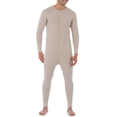 Imagen de Fruit of the Loom Men&#039;s Premium Thermal Union Suit, Oatmeal, Large