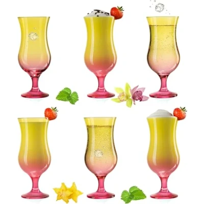 Imagen de PLATINUX Juego de 6 vasos cóctel color amarillo y rosa, 400 ml (máx. 470 ml)
