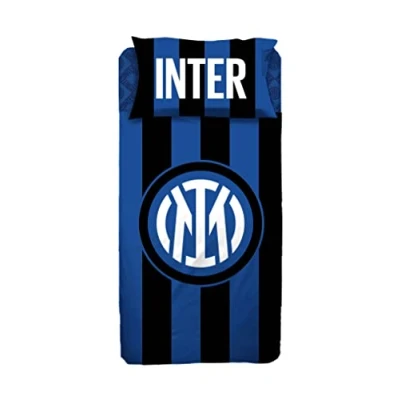 Imagen de Inter, Juego de sábanas para Cama Individual algodón, una Plaza, 100% sábana encimera + Bajera Funda Almohada, Producto Oficial