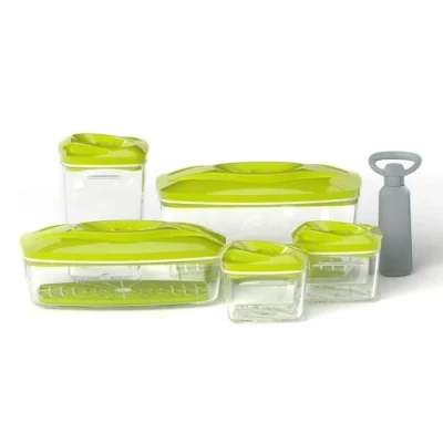 Imagen de Dafi Recipientes para Alimentos al vacío SeeYoo Envasar Bomba de incluida Tapers Comida Hermetico Plastico Set 5 uds. Lima