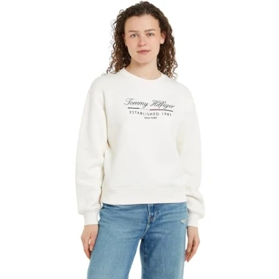 Imagen de Tommy Hilfiger Sudadera Mujer con Cuello Redondo, Beige (Ancient White), L