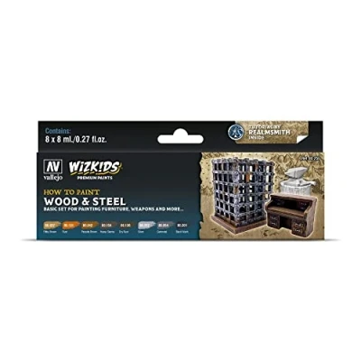 Imagen de Acrylicos Vallejo 080256 WizKids Wood &amp; Steel, 8 x ml, ml (8 unidades)