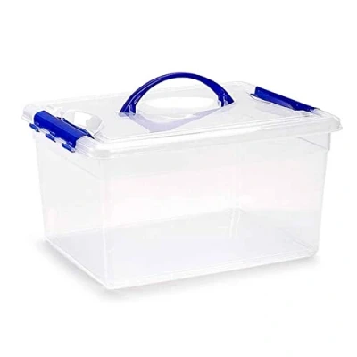 Imagen de AC Caja de ordenación plástico Transparente N.º 9 Contenedor para almacenar Juguetes, Libros, Ropa, Mantas Capacidad 12 litros Dimensiones Aprox.: 18 x 34 27 cm