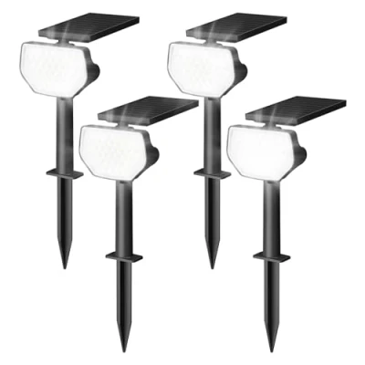 Imagen de Lepro Luces Solares LED Exterior Jardin, Foco Solar 6500K Blanco Frío 2 Modos IP65 Impermeable, 135 Adjustable Lampara de Pared para Jardín, Patio, Valla, Pasillo, 4 Pack