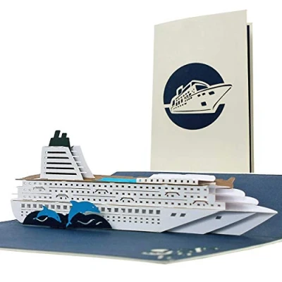 Imagen de Diese Klappkarten tarjeta de regalo con barco crucero desplegable. Cheque o felicitacion para regalar unas vacaciones en un a amigos, parejas y familiares, T16