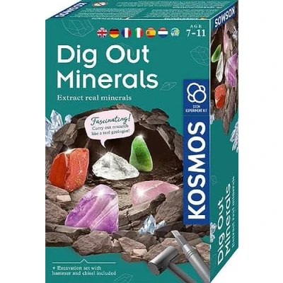 Imagen de Kosmos 617202 Kit de excavación minerales auténticos, con Martillo y cincel, 5 Piedras Preciosas fascinantes, experimentación para niños a Partir 7 años, multilingüe