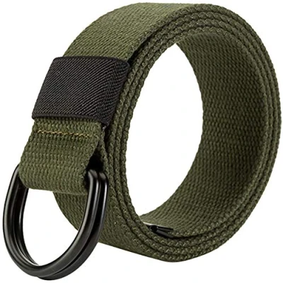 Imagen de Hombres Mujer Cinturón Táctico de Lona con Anilla en D ring,Army Green,Ancho: 3.8 CM,Largo:110 CM
