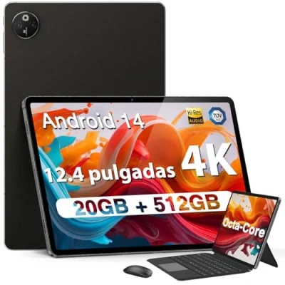 Imagen de DOOGEE T30MAX Andriod 14 Tablet 4K, 12 Pulgadas, 10800mAh/33W, 20GB RAM+512GB(TF 2TB) Cámara 50MP+20MP,Helio G99/Octa Core, 4G LTE+5G WiFi/Widevine L1/2560 * 1600/BT5.0/GPS, Gris