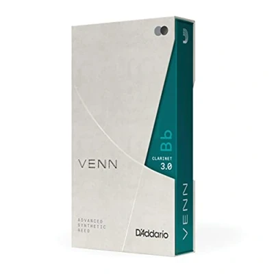 Imagen de D&#039;Addario VENN G2 Synthetic Clarinet Reeds Caña Clarinete Sib con Construcción Sintética Avanzada de Fibras Polímero, Resina y Natural Resistencia 3.0
