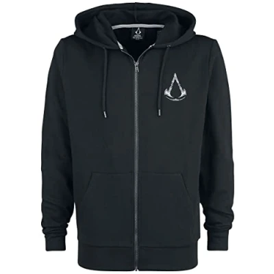 Imagen de Assassin&#039;S Creed Valhalla Crest Hombre Capucha con Cremallera Negro M, 100% algodón, Regular
