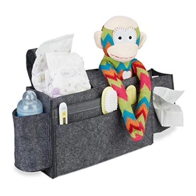 Imagen de Relaxdays Felt Pocket for Bunk Bed Organizador Sofá, 8 Compartimentos, Bolsa Cuna para Colgar, Fieltro, Bolsillo Cama 23x43x11 cm, Gris Oscuro, Betttasche Hochbett