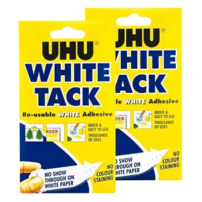 Imagen de UHU Blanco Tipo Tack Pack Doble Adhesivo Reutilizable Masilla