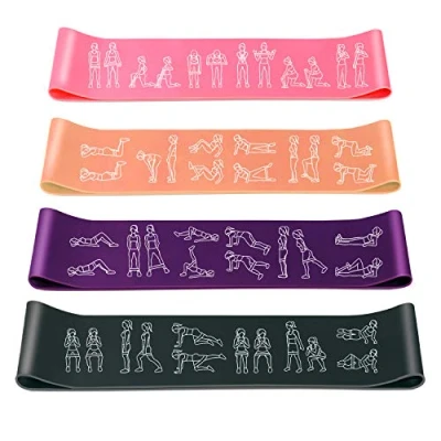 Imagen de AMONAX Bandas Elasticas Fitness, Cintas Fitness Látex Natural con 4 Niveles Ejercicios en Piernas, Glúteos y Brazos, Resistencia para Yoga, Pilates, Crossfit, Estiramientos, Fuerza