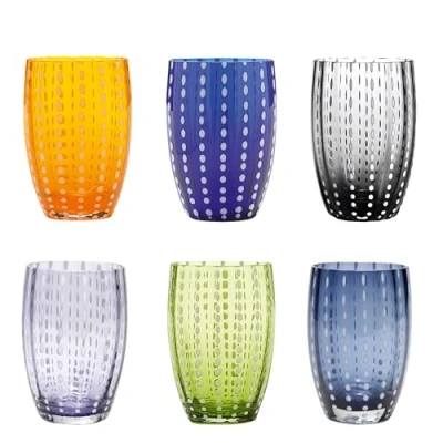Imagen de Zafferano Perle Vaso Tumbler Hecho a Mano de Vidrio Color Transparente, cl 32 h 109mm d 71mm, Juego 6 Piezas Colores Variados