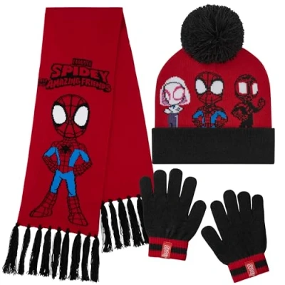 Imagen de Marvel Set de Accesorios Invierno para Niño Regalos Niños y Adolescentes (Rojo/Negro Spidey 3 Pcs)
