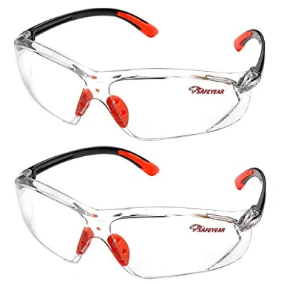 Imagen de Safeyear Gafas de seguridad antiarañazos [EN166 certificadas] SG003 antivaho con protección UV para hombres y mujeres trabajos bricolaje, Normal, SG003OR*2