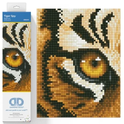 Imagen de Diamond DOTZ Painting de Animales. Cuadro Diamantes 5D Mirada Tigre. Kit Completo Pintura con 52.00 x 42.01 cm