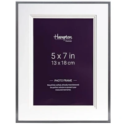 Imagen de Hampton Frames MARB10M57S Marco de fotos plateado elegante con soporte, 5 x 7 (13 18 cm)