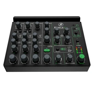 Imagen de MACKIE MobileMix mezclador de 8 canales alimentado por USB para producción audiovisual, sonido en directo y streaming con instrumentos, micrófonos Bluetooth