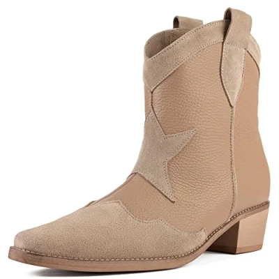 Imagen de L37 HANDMADE SHOES Botas Vaquero Forro de Cuero I Zapatos Hechos a Mano Sky Full of Stars I, Western Boot Mujer, marrón Claro, 41 EU