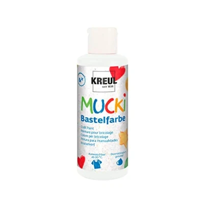 Imagen de KREUL Mucki Bastelfarbe 24101 Manualidades para niños, Blanco, Pintura Infantil a Base de Agua, sin parabenos, Gluten, lactosa y Vegana, Lavable, Color White, 80 ml (24101)