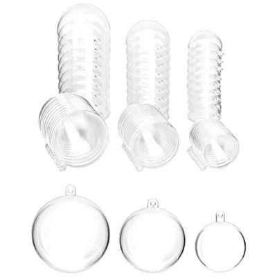 Imagen de QWORK® 30 Bolas de plástico Transparentes, Ø 4 cm, Ø5 Ø6 cm Navidad para Rellenar