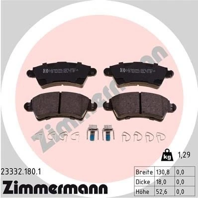 Imagen de ZIMMERMANN 23332.180.1 Juego de pastillas freno con tornillos Foto correspondiente a la entrega, muelle PEUGEOT: 206 Hatchback, 306 Hatchback