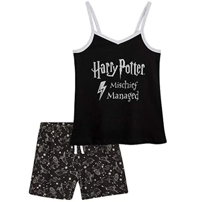 Imagen de Harry Potter Pijama Niña, Pijamas Niña 2 Piezas Camiseta Tirantes y Pantalones Cortos, Ropa 100% Algodon, Regalos para Niñas Adolescentes 7 14 Años (Negro, 13 años)