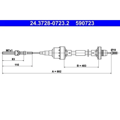 Imagen de ATE 24.3728 0723.2 Cable de Embrague OPEL: Astra F Berlina, CC