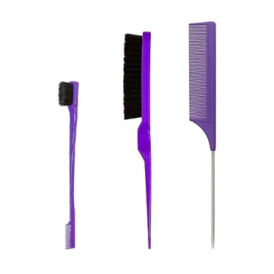 Imagen de Juego de Cepillos para el Cabello, 3 Piezas Peine Peinar Cola Rata, Cepillo Borde Cabello con Corte Pelo Cerdas