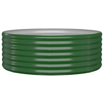 Imagen de vidaXL Jardinera Arriate Elevado Macetero Maceta Tiesto Soporte para Plantas Vegetales Hierbas Acero con Recubrimiento en Polvo Verde 100x100x36cm