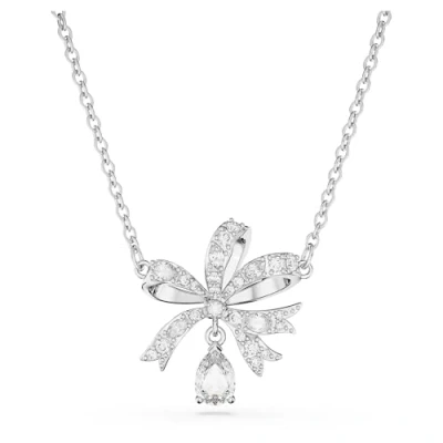 Imagen de Swarovski Collar Corto Volta, Lazo Blanco, Metal Rodiado, de la Colección Volta