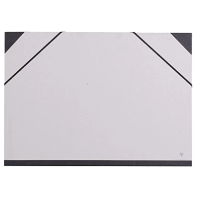Imagen de Clairefontaine Ref 44610C Carpeta de arte con cierre correas elásticas Color gris crudo Superficie tarjeta vitela personalizable, apta para documentos tamaño 32, 5 x 50 cm