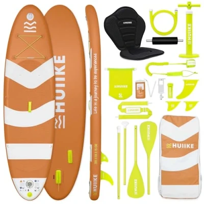 Imagen de Tabla Paddle Surf Hinchable con Accesorios Premium HUIIKE Padel Remo Doble Uso y Asiento Kayak Stand Up Board Sup Gran Estabilidad Resistencia Pádel
