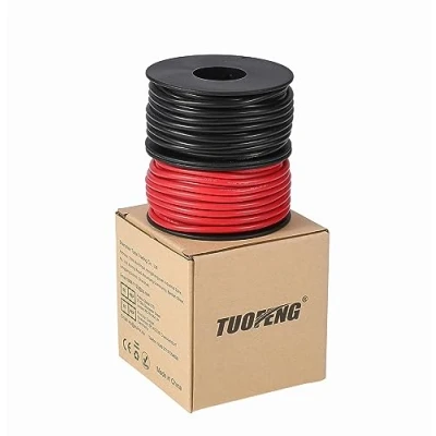 Imagen de TUOFENG Cable de calibre 18, 30 m conexión aislamiento silicona súper flexible 15 Negro y Rojo 2 cables separados cobre estañado