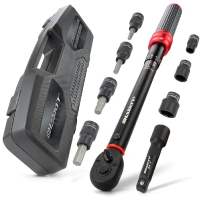 Imagen de HASKYY Llave dinamométrica 3/8&quot; 20 120 Nm Tuercas planas 10 14 17 mm Bits H5 H6 H7 H8 H10 Torxbits T40 T45 T50 incluye adaptador de extensión para bicicleta eléctrica