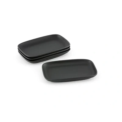 Imagen de Hanseküche Mezzeteller Juego de 4 platos rectangulares para aperitivos (17 x 11,5 cm, 17 cm), color negro mate