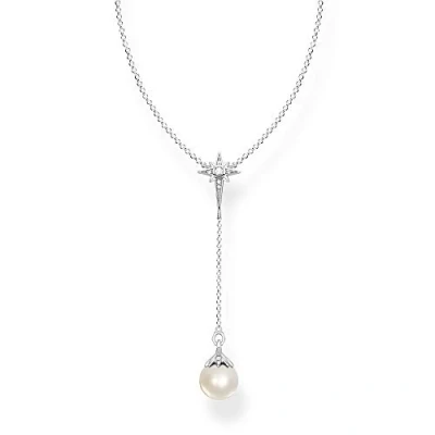 Imagen de THOMAS SABO Collar para mujer con perla y estrella de plata ley 925., 40,00 45,00 cm, Metal precioso