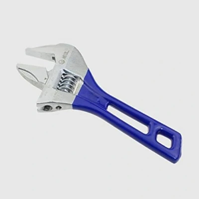 Imagen de Vogueing Tool Llave inglesa ajustable de 4 pulgadas, 115 mm, ligera, compacta, agarre suave, mandíbula ancha, herramienta mano azul corta (capacidad ancho mandíbula: 24 mm)