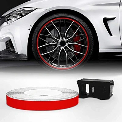 Imagen de 4R Quattroerre.it 10361 Wheel Trim Tiras Adhesivas Racing con Aplicador para Llantas de Coche, Rojo, 5 mm x 6 MT