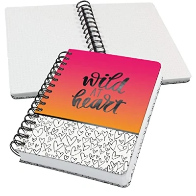 Imagen de SIGEL JN621 Jolie Libreta de espiral, Wild Hearts, cuadriculado con puntos (impresión Dot), 120 g/m², 16,8 x 21,5 cm, tapa dura, 240 páginas, negro, pink, naranja
