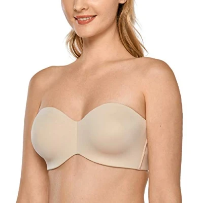 Imagen de DELIMIRA Mujer Sujetador Apoyo Invisible Sin Tirantes con Aros Beige 105D