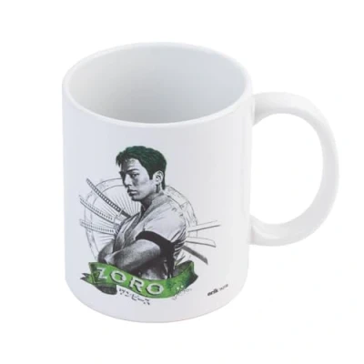 Imagen de Grupo Erik Taza One Pieze Netflix Roronoa Zoro desayuno cerámica 350ml te café Licencia oficial
