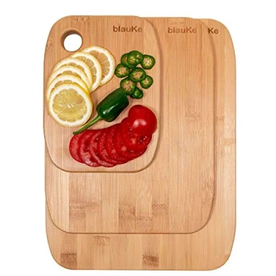Imagen de Tablas de Cortar para Cocina, Madera Bambú 33x25cm, 28x22cm, 20x15cm Bandejas Servir Comida, Tabla Carnes, Verduras, Queso, Pan Cocina BlauKe®