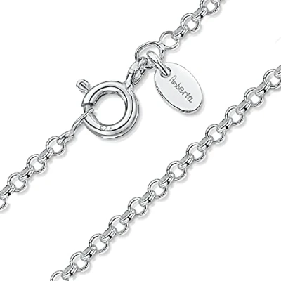 Imagen de Amberta® Joyería Collar Fina Plata de Ley 925 Cadena Rolo 1 mm 40 45 50 55 60 70 cm (70cm)