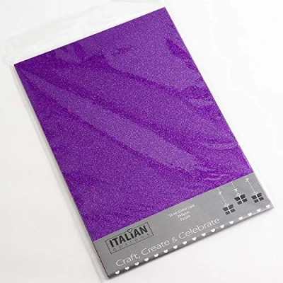 Imagen de Tarjeta con purpurina A4, 250 g/m², color morado (10 hojas)