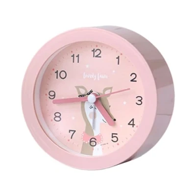 Imagen de Reloj despertador de animales dibujos animados para niños, se despierta suavemente, sin tictac, con luz nocturna, funciona pilas (no incluidas)